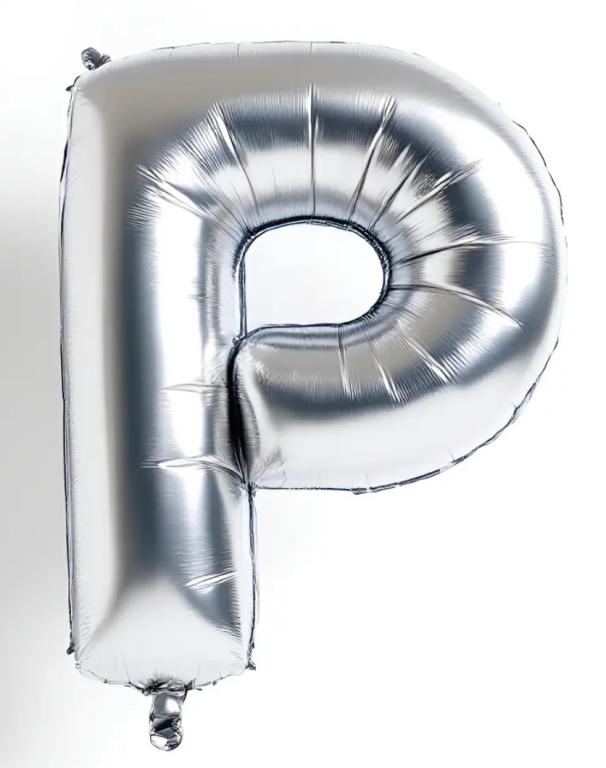 BALAO LETRA (P) PRATA 40CM PONTO