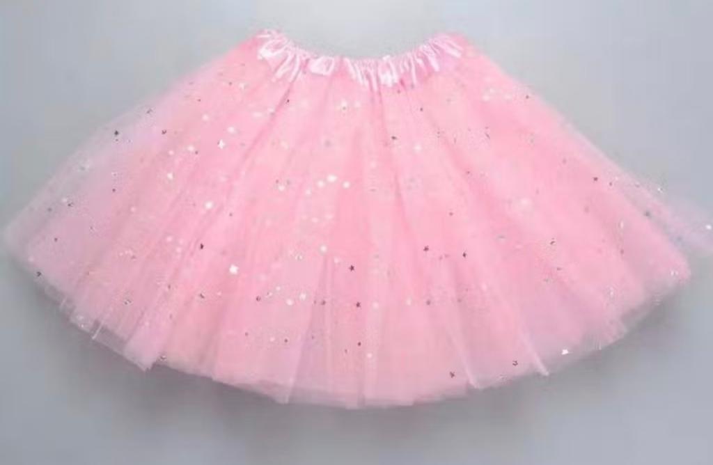 SAIA DE TULE C/GLITTER ROSA 40CM