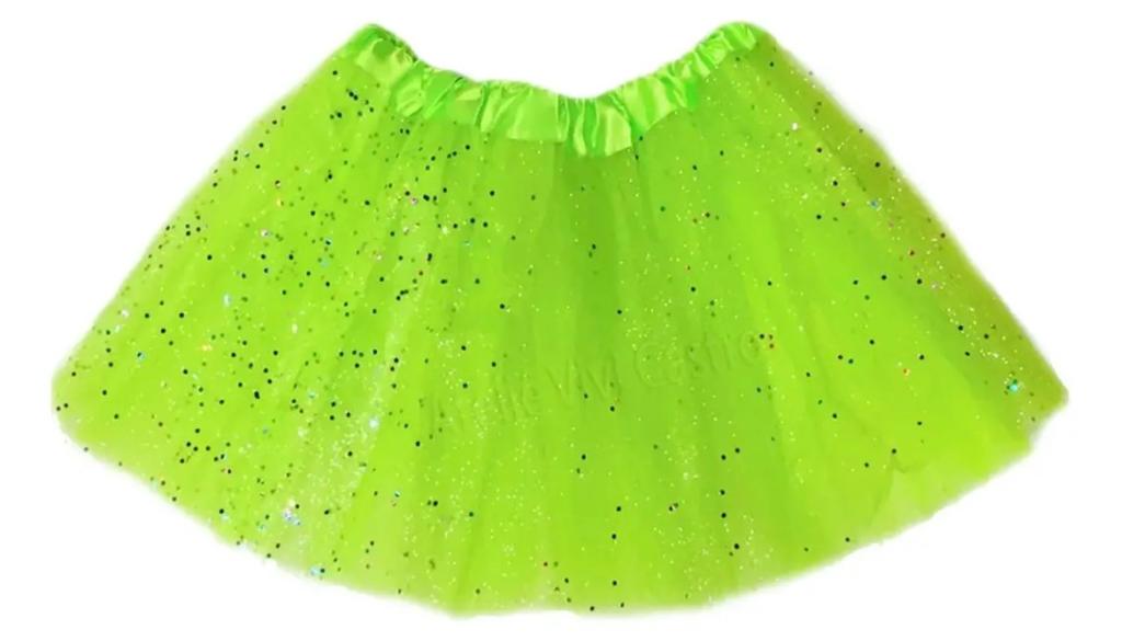 SAIA DE TULE C/GLITTER VERDE 40CM