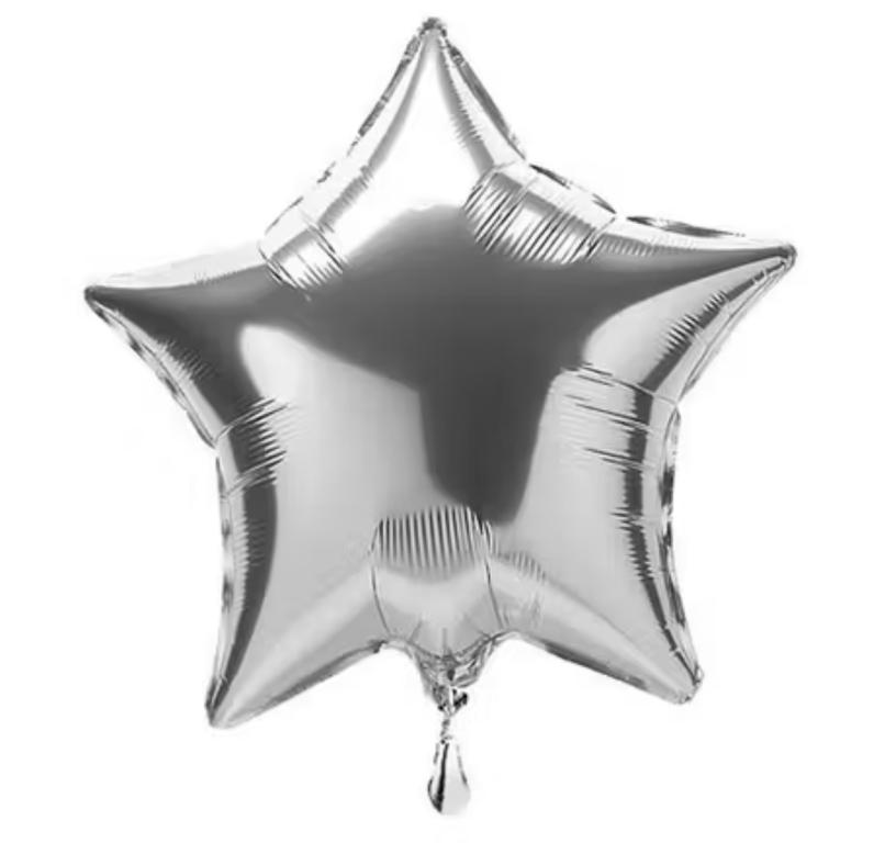 BALAO METALIZADO ESTRELA PRATA 45CM