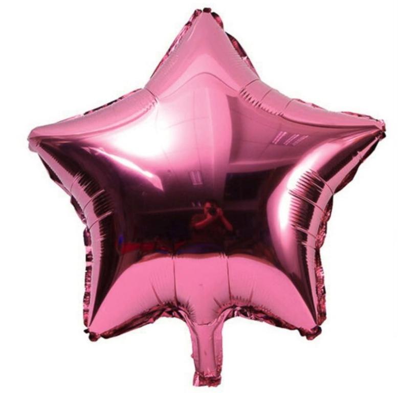 BALAO METALIZADO ESTRELA ROSA 45CM