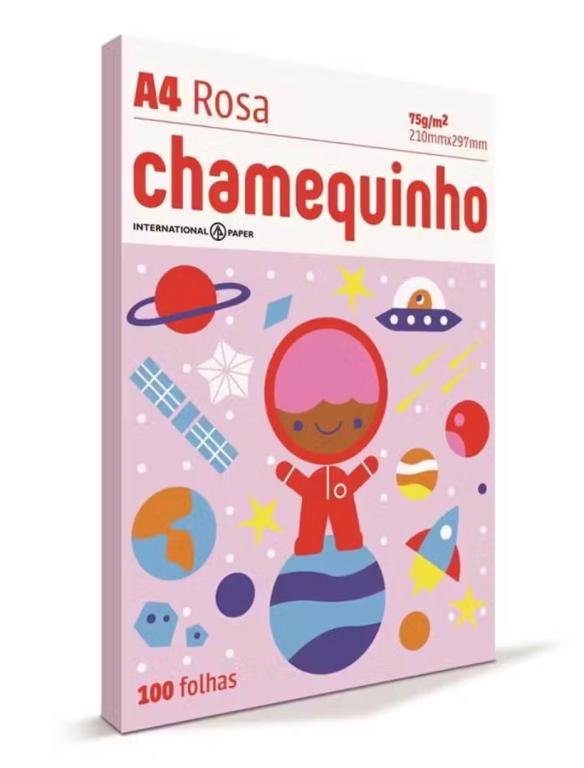 PAPEL A4 CHAMEQUINHO ROSA C/100FL