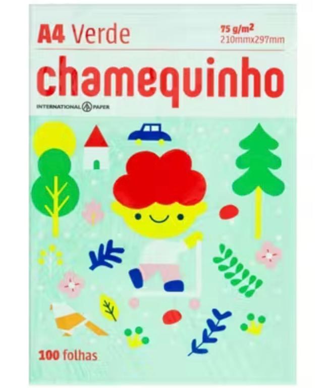 PAPEL A4 CHAMEQUINHO VERDE C/100FL