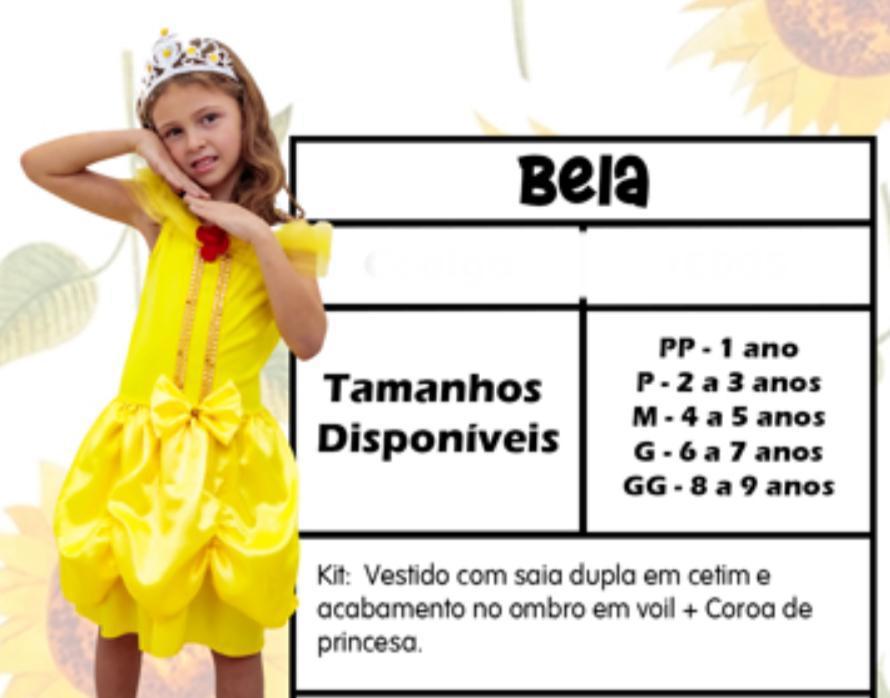 FANTASIA VESTIDO BELA (A BELA E A FERA) + TIARA TAM. GG