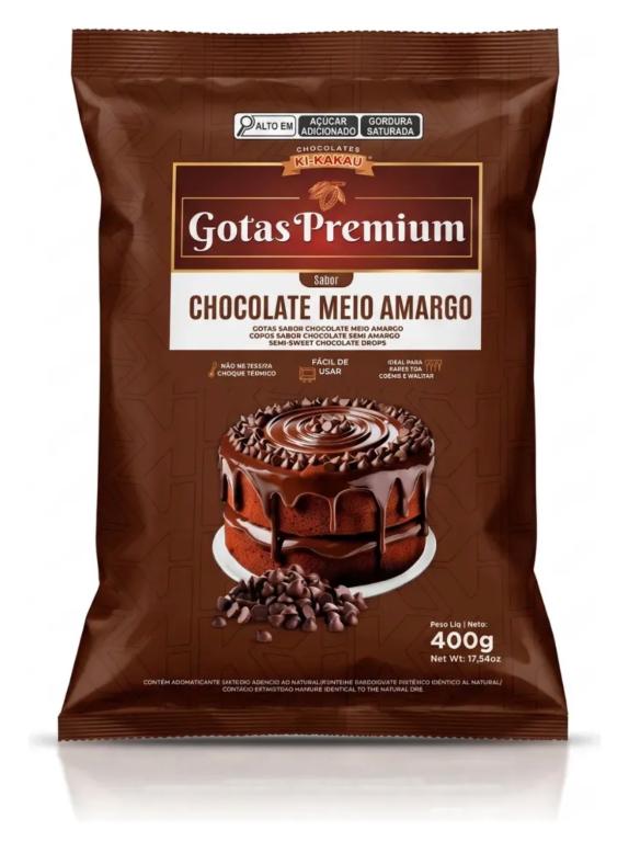 GOTAS PREMIUM KIKAKAU CHOCOLATE MEIO AMARGO 400G