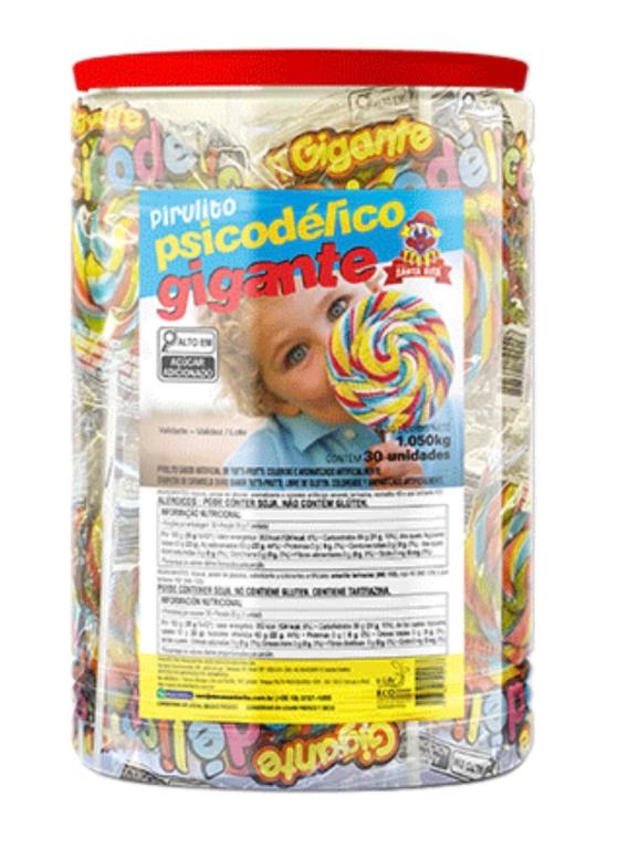PIRULITO SANTA RITA PSICODELICO GIGANTE PT/30UN 1,05KG