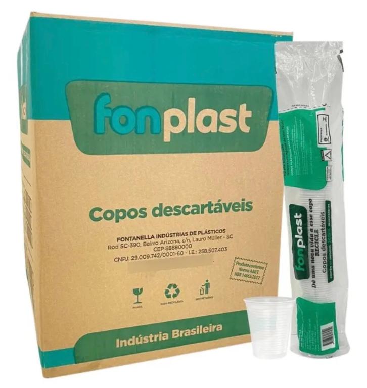 COPO PLAST. PS FONPLAST TRANSP. 200ML C/100UN