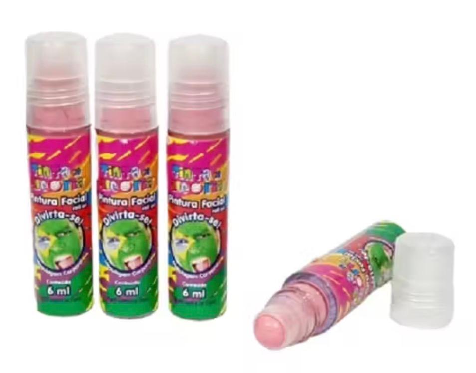 TINTA P/ PINTURA FACIAL ROLL ON ROSA 6ML