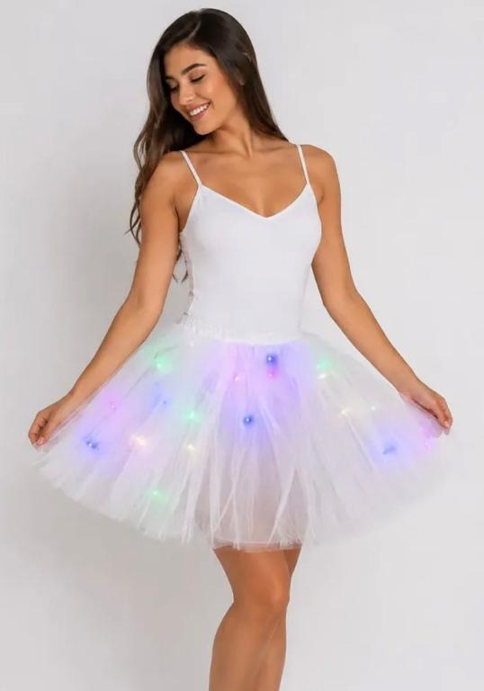 SAIA DE TULE BRANCA C/ LED 30CM