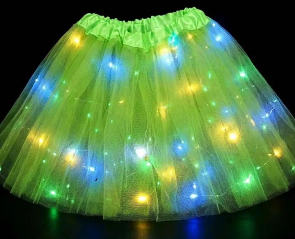 SAIA DE TULE VERDE C/ LED 30CM