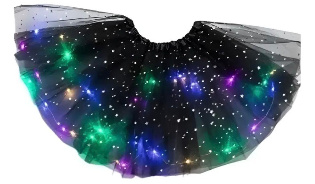 SAIA DE TULE PRETA C/ LED 30CM