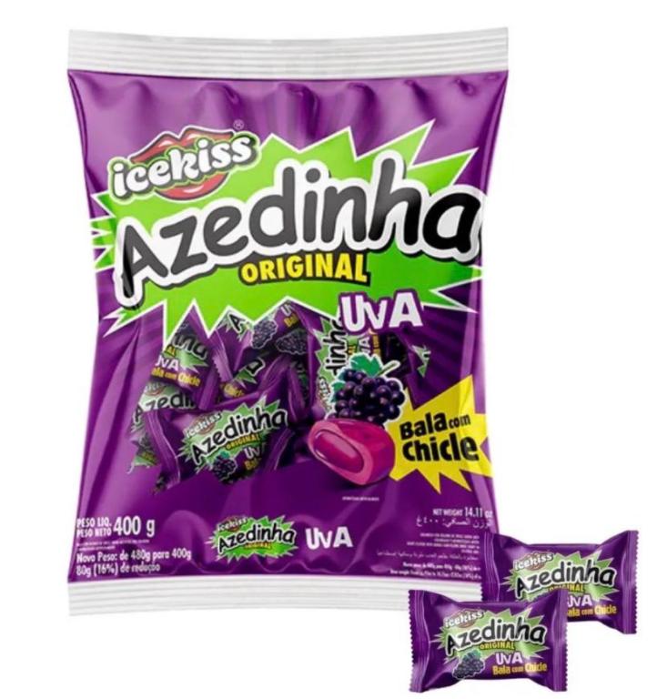 BALA C/ CHICLE ICEKISS AZEDINHA UVA 400G