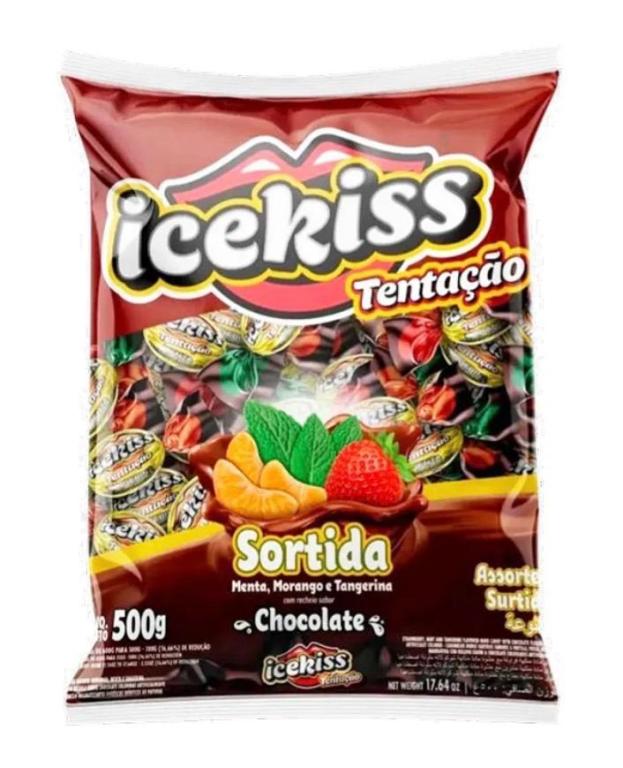 BALA ICEKISS TENTACAO SORTIDA C/ CHOCOLATE 500G