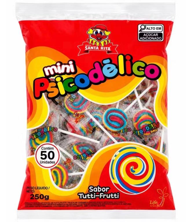 PIRULITO SANTA RITA MINI PSICODELICO COLORIDO C/50UN 250G