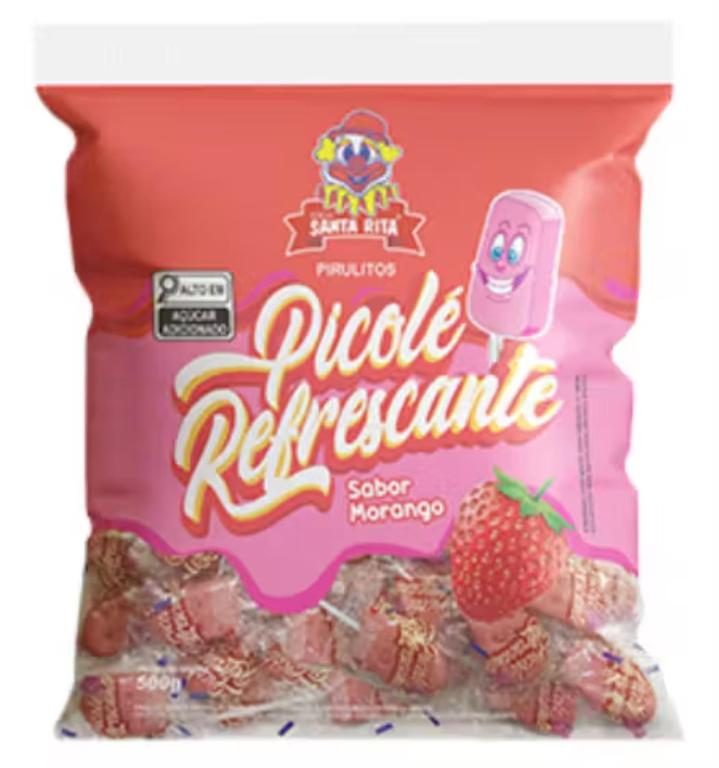 PIRULITO SANTA RITA PICOLE MORANGO 500G