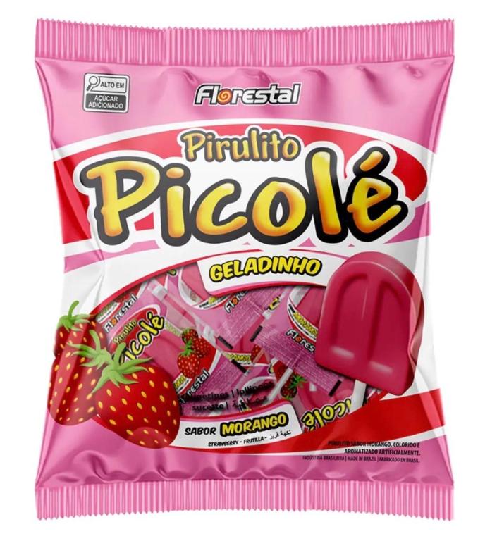 PIRULITO FLORESTAL PICOLE MORANGO 550G