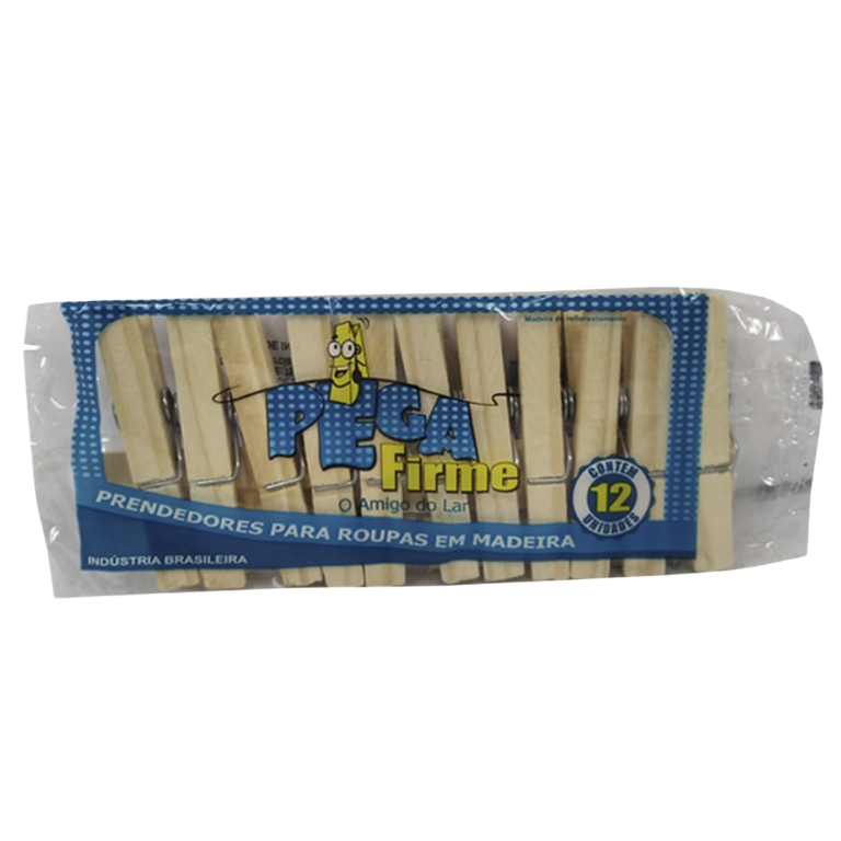 PRENDEDOR DE ROUPA MADEIRA PEGA FIRME 12UN