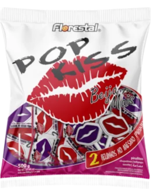 PIRULITO FLORESTAL POP KISS BEIJA MAIS CEREJA 500G