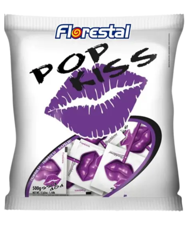 PIRULITO FLORESTAL POP KISS FRAMBOESA 500G