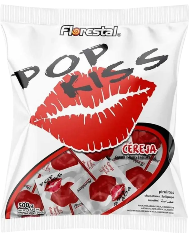 PIRULITO FLORESTAL POP KISS CEREJA 500G