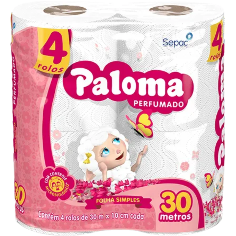 PAPEL HIGIENICO PALOMA PERFUMADO FOLHA SIMPLES 4X30M