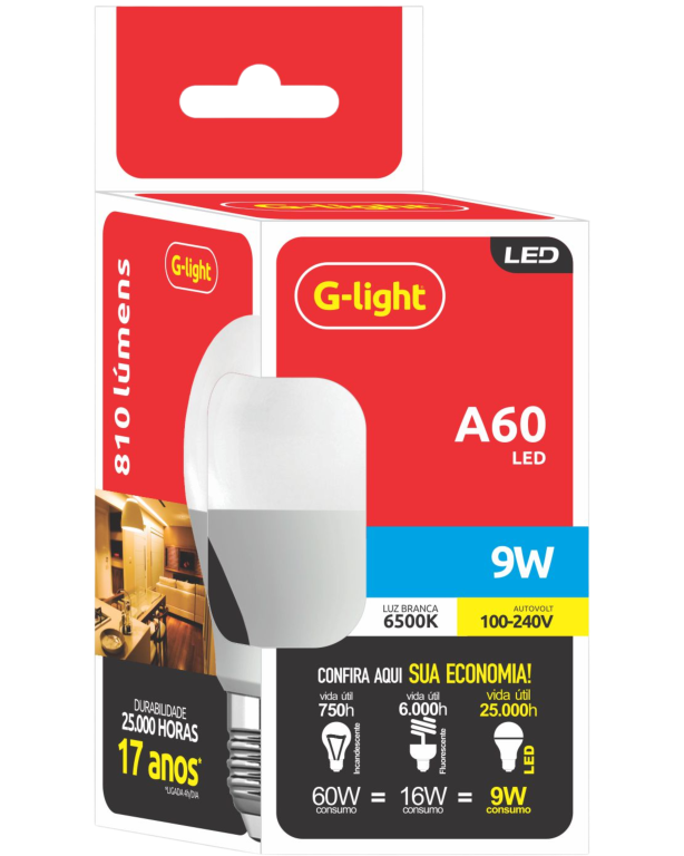 LAMPADA G LIGHT A60 LED 6500K 9W BIVOLT