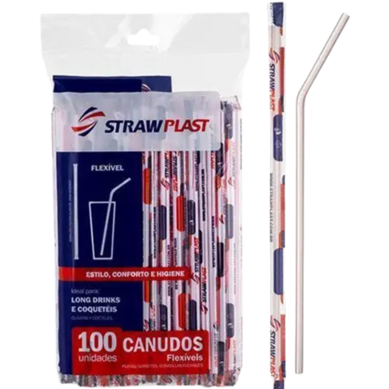 CANUDO STRAWPLAST FLEXIVEL VERMELHO 6MM