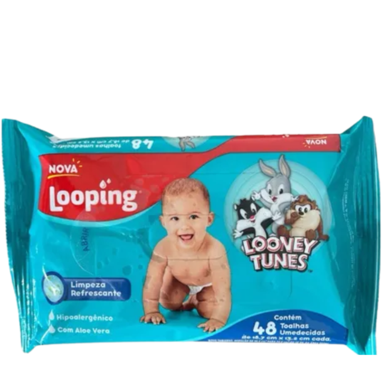 TOALHINHA UMEDECIDA LOOPING LOONEY TUNES ALOE VERA 48UN