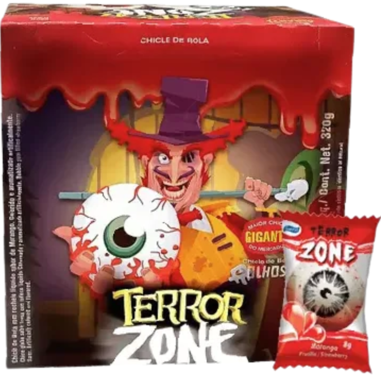 CHICLE OLHOS TERROR ZONE MORANGO 280G