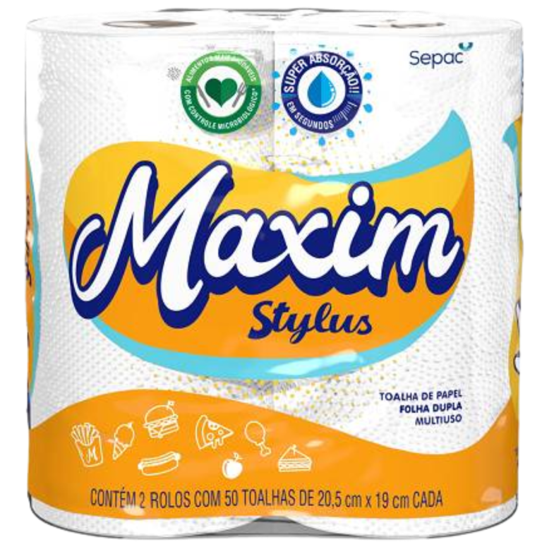PAPEL TOALHA MAXIM STYLUS 2R/50FLS