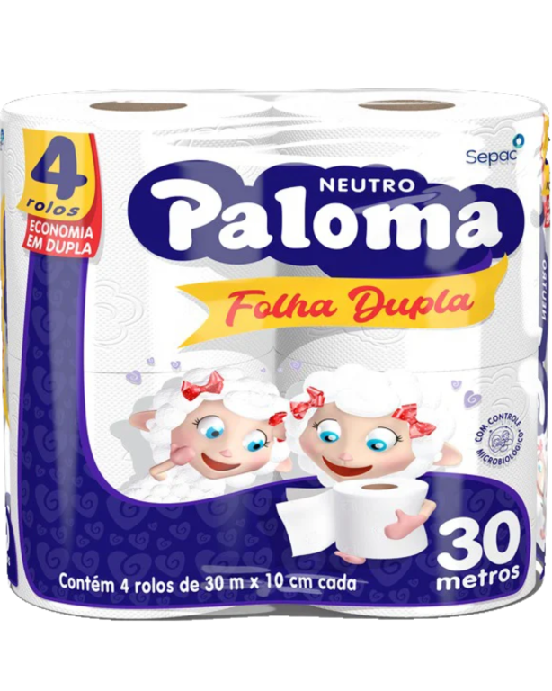 PAPEL HIGIENICO PALOMA NEUTRO FOLHA DUPLA 4X30M