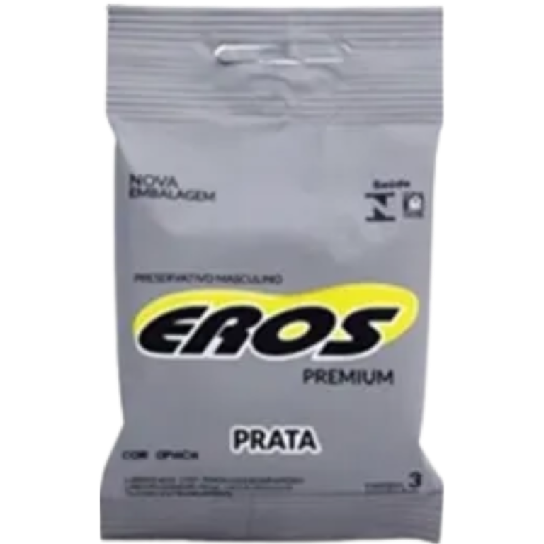 PRESERVATIVO LUBRIFICADO EROS PREMIUM PRATA