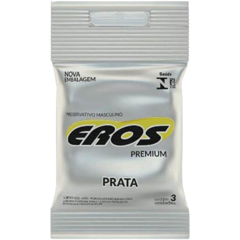 PRESERVATIVO LUBRIFICADO EROS PREMIUM PRATA