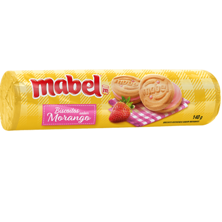 BISCOITO MABEL RECHEADO MORANGO 120G