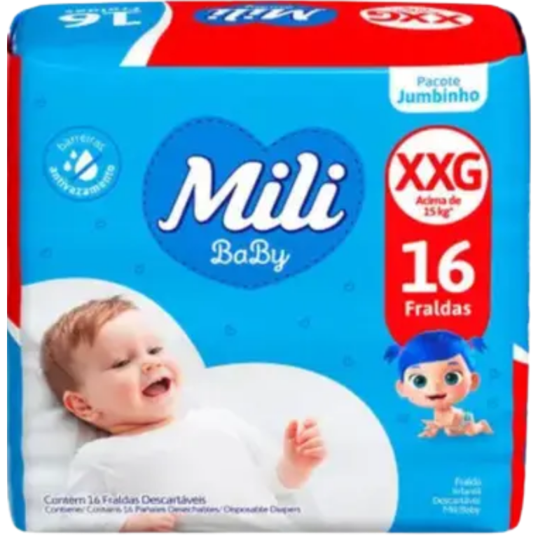 FRALDA MILI BABY JUMBINHO XXG 16UN