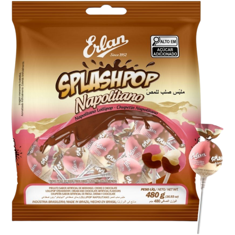 PIRULITO ERLAN SPLASHPOP NAPOLITANO 480G