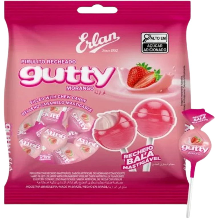 PIRULITO ERLAN SPLASHPOP GUTTY MORANGO 480G