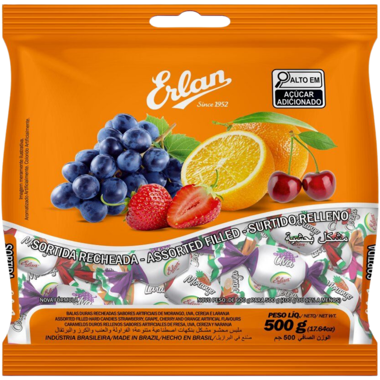 BALA ERLAN DURA RECHEADA SORTIDA 500G