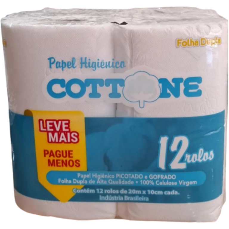 PAPEL HIGIENICO COTTONE FOLHA DUPLA 12X20M