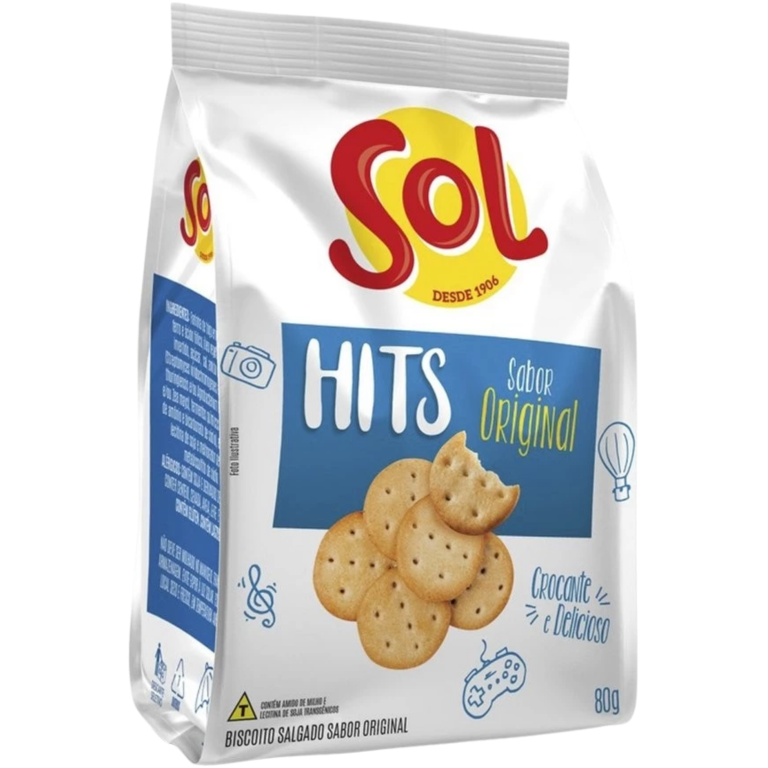 BISCOITO SALGADO SOL HITS ORIGINAL 80G