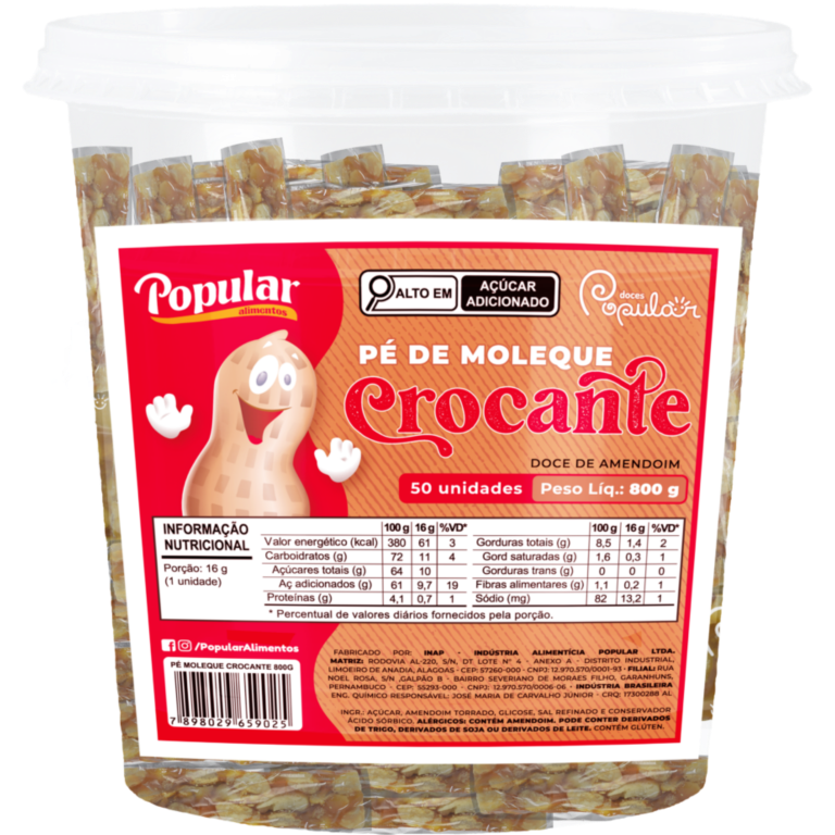 PE DE MOLEQUE CROCANTE POTE POPULAR 800G