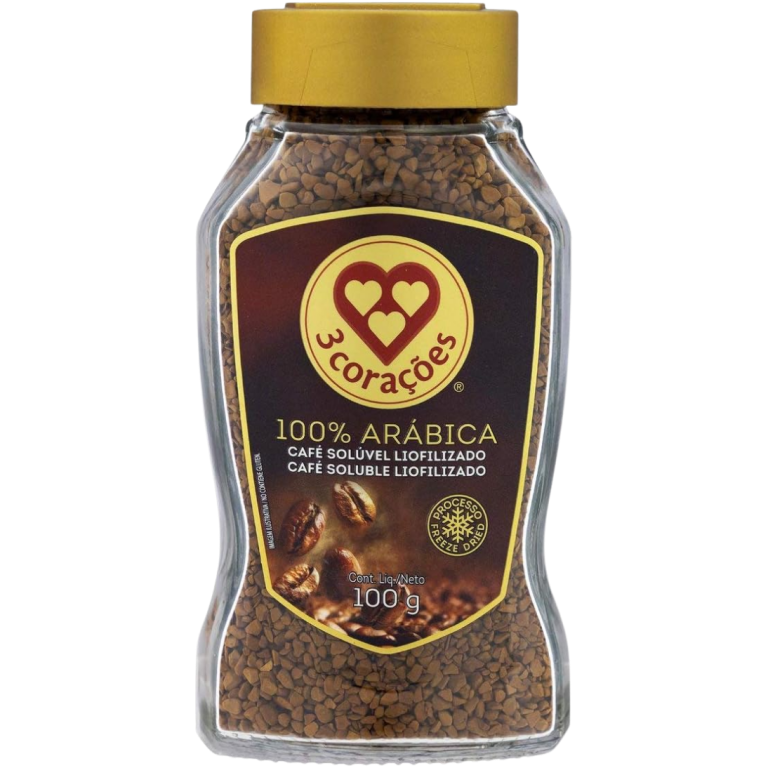 CAFE SOLUVEL LIOFILIZADO 3 CORACOES VIDRO 100G