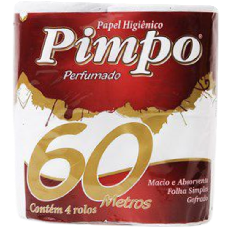 PAPEL HIGIENICO PIMPO PERFUMADO FOLHA SIMPLES 4X60M