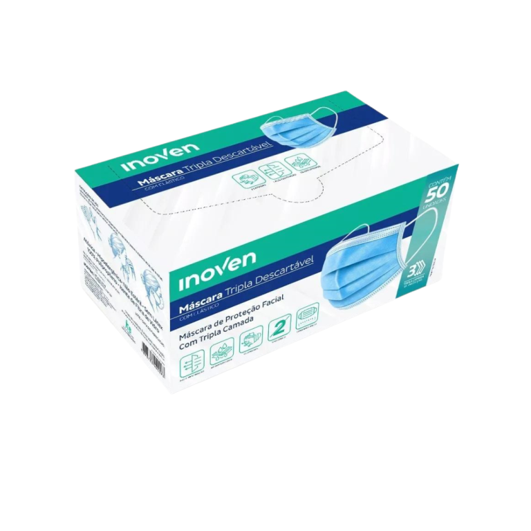 MASCARA TRIPLA ELAST TNT AZUL 50 UN