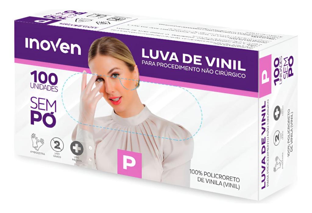 LUVA DE VINIL P S/ PO 100 UN