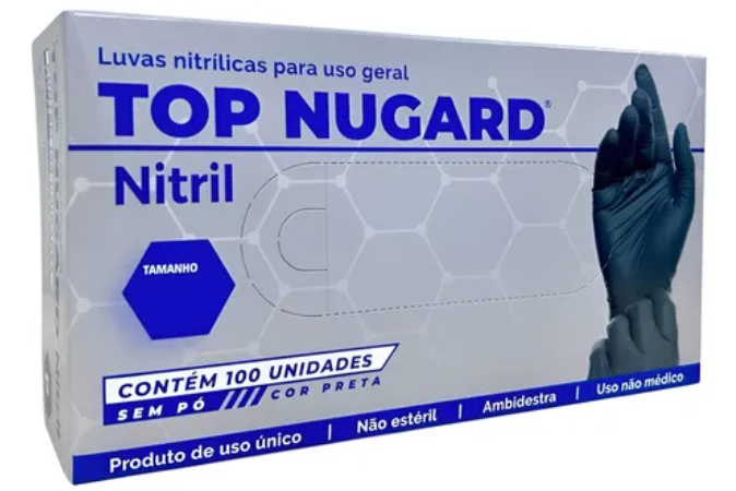 LUVA NITRILICA PRETA M TOP NUGARD