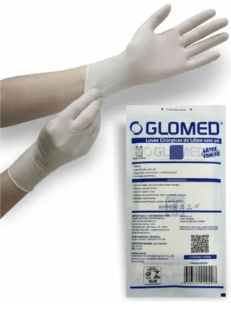 LUVA CIRURGICA ESTERIL N° 7,5 GLOMED 100 UNIDADE