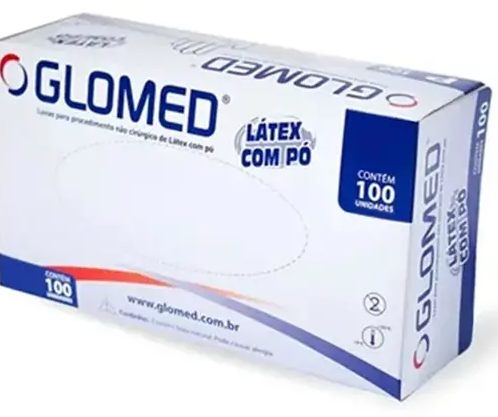 LUVA LATEX C/ PO TAM M GLOMED