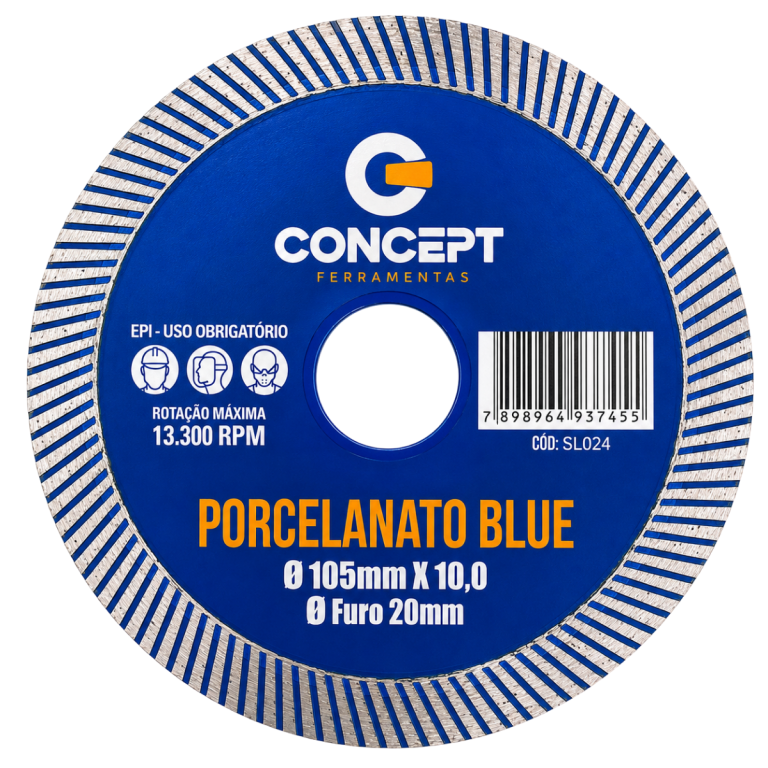 DISCO DE CORTE PORCELANATO 105X20X10MM BLUE
