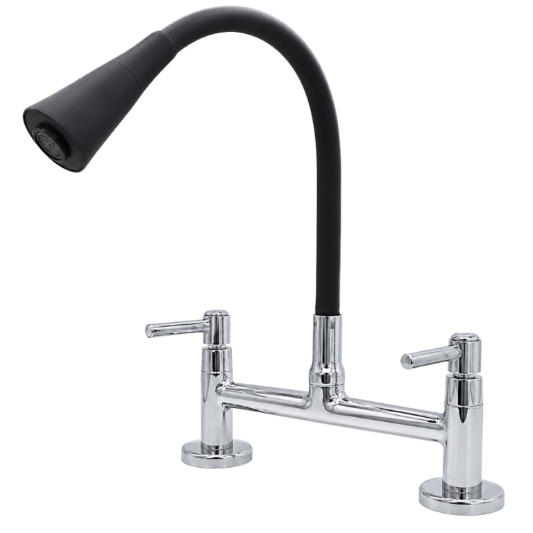 MISTURADOR MESA FLEX. JATO DUPLO PRETO C72 MVC PREMIUM